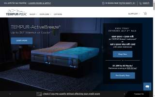 Tempur-Pedic Flagship Store of Summit website