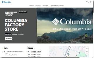 Columbia Factory Store of Tinton Falls website