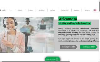 Vitality Staffing website