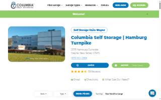 Columbia Self Storage of Wayne website
