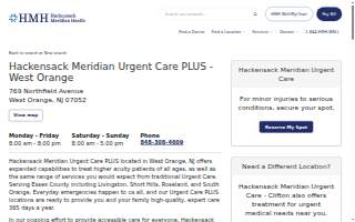 Hackensack Meridian Urgent Care PLUS - West Orange website