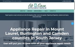 At Ease Appliance Repair of Mount Laurel website