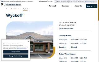 Columbia Bank of Wyckoff website