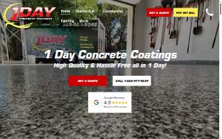 1 Day Concrete Coatings website