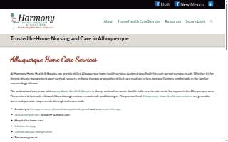 Harmony Home Health & Hospice website