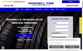 Roswell Tire and Appliance website