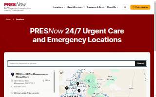 PRESNow 24/7 Urgent and Emergency Care - Menaul website