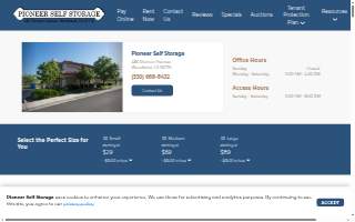 Pioneer Storage website