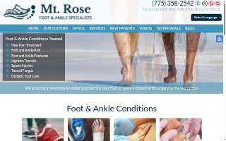 Mt. Rose Foot & Ankle Specialists of Reno website