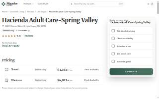 Hacienda Adult Care-Spring Valley website