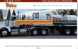 Waters Vacuum Truck Service of Sparks website