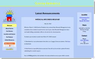 Sunrise Pediatrics website