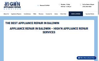 High'N Appliance Repair Services website