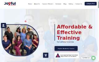 Joyful Career Center HHA & PCA Training website
