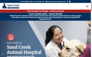 Sand Creek Animal Hospital website