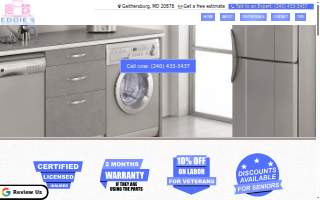 Eddies Appliance Repair website