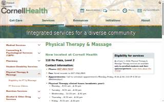 Cornell Health Physical Therapy and Massage website