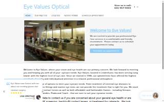 Eye Values Optical website