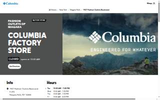 Columbia Factory Store of Niagara Falls website