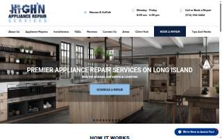 High'N Appliance Repair Services website
