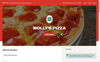 Molly’s Pizza website