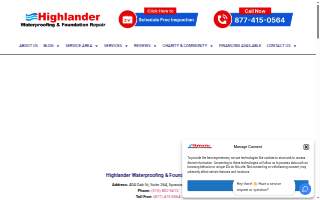 Highlander Waterproofing & Foundation Repair website