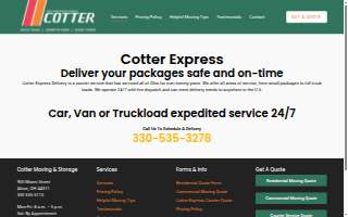 Cotter Express Delivery website