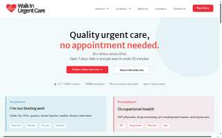 Walk In Urgent Care of Amherst website