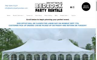 Bedrock Party Rentals website