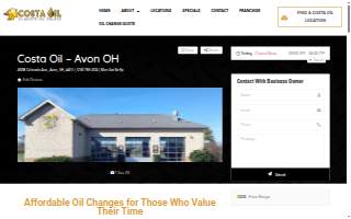 Costa Oil - 10 Minute Oil Change - Avon website