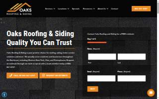Oaks Roofing & Siding of Bedford website