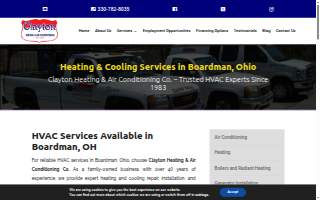 Clayton Heating & Air Conditioning of Boardman website
