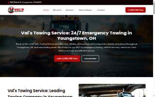 Val's Towing Service website