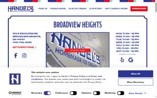 Handel's Ice Cream Broadview Heights website