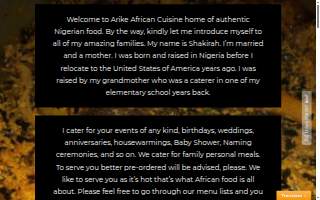 Arike African Cuisine Catering services (catering only) website