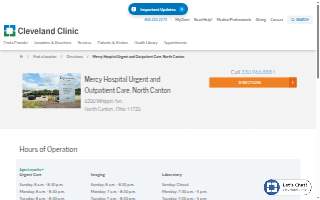 Cleveland Clinic Mercy Hospital Urgent and Outpatient Care, North Canton website