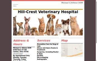 Hill-Crest Veterinary Hospital website