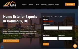 Oaks Roofing & Siding of Columbus website