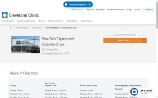 Cleveland Clinic Stow-Falls Express and Outpatient Care website