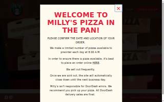 MILLYS Fire Pizza website