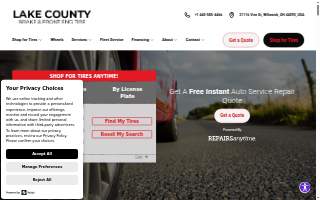 Lake County Brake & Front End Tire Pros website