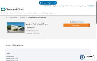 Cleveland Clinic Medical Outpatient Center, Lakewood website