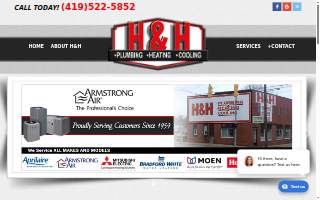 H & H Plumbing Heating Cooling website