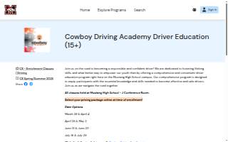Cowboy Driving Academy at Mustang High School website