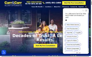 Carr & Carr Injury Attorneys website