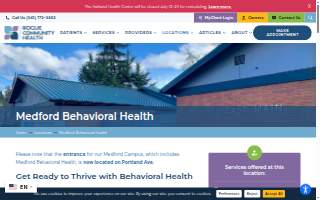 Behavioral Health Center at Medford Rogue Community Health website