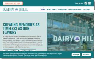 Dairy Hill Ice Cream website