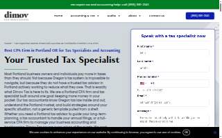 Dimov Tax Specialists of Portland website