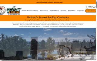 Flow Roofing & Gutters Washington website