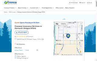 Freeway Insurance of Portland website